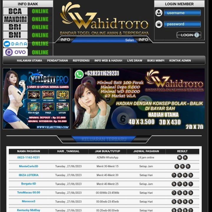 WAHIDTOTO Tampilan WEB