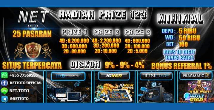KLIK DAFTAR NETTOTO BER DISKON HADIAH SAMPE PRIZE 1.2.3 DIBAYAR SEMUA PASARAN