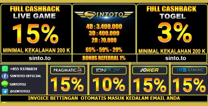 Klik gambar ini untuk daftar di bo🌹 SINTOTO 🌹 BANDAR ONLINE AMAN DAN TERPERCAYA🌷 NEW MEMBER DEPO 50.000 BONUS 15.000  ▶MINIMAL DEPO 10.000  ▶▶HADIAH DAN DISKON X1000  ▶4D X 1000 = 3.400.000 65% ▶3D X 1000 = 400.000 59% ▶2D X 1000 = 70.000 29%  