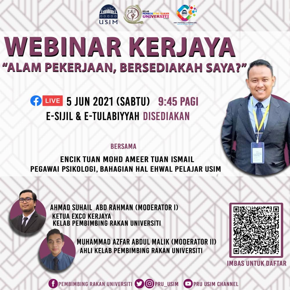 PENDAFTARAN✍️ WEBINAR KERJAYA: ALAM PEKERJAAN, BERSEDIAKAH SAYA? 5 JUN 2021