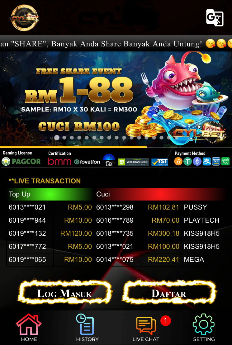 👉‼️FREE HOT 2023‼️👈 Cylbet FREE RM10 Reg/Share RM10