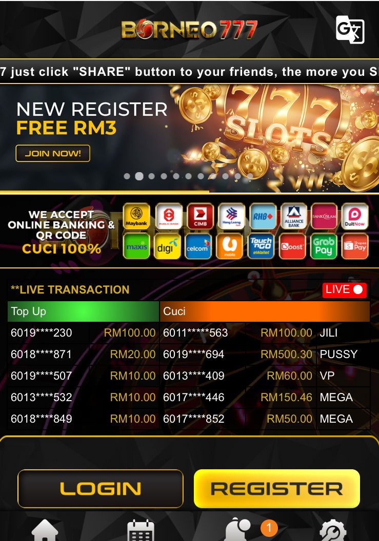 🔥NEW HOT🔥Borneo777 FREE RM10✅