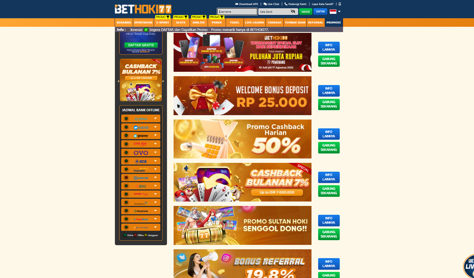 Cuma ada di BETHOKI AJA bonusnya