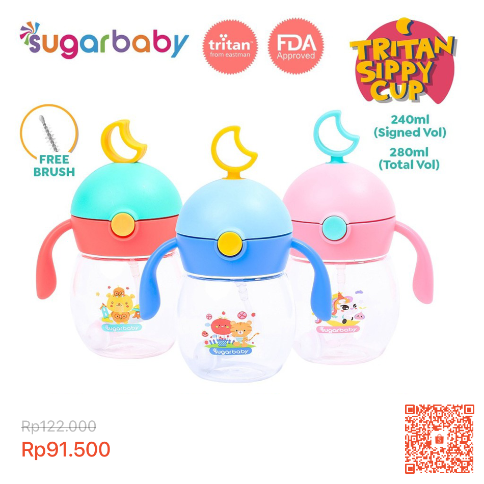 15. Botol minum sugar baby tritan sippy cup bulan