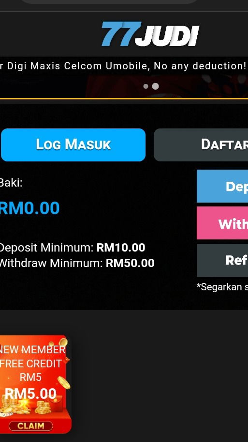 77JUDI - FREE RM5 NEW USER