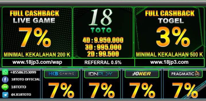 KLIK DISINI DAFTAR 18TOTO NO DISKON HADIAH PRIZE 1