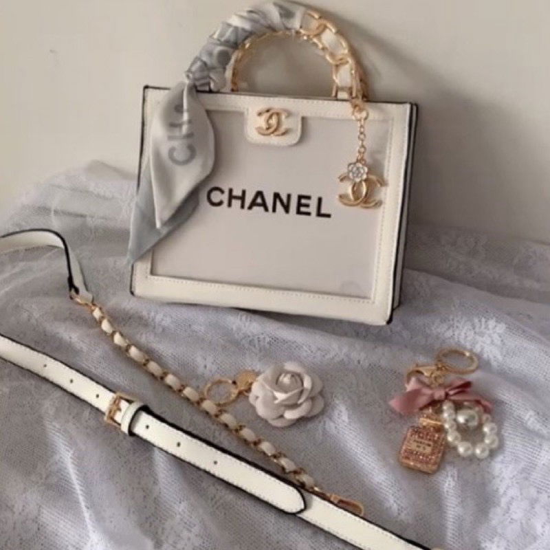 正品chanel經典款手工紙袋包（白）