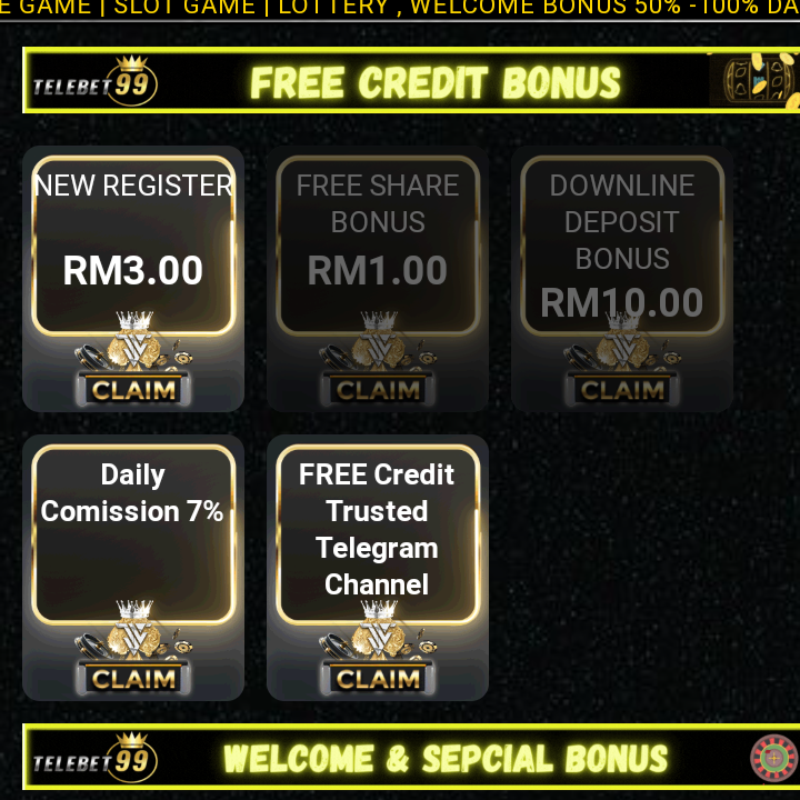 TELE-BET99 PROMO REGISTER FREE RM3 HOT!!