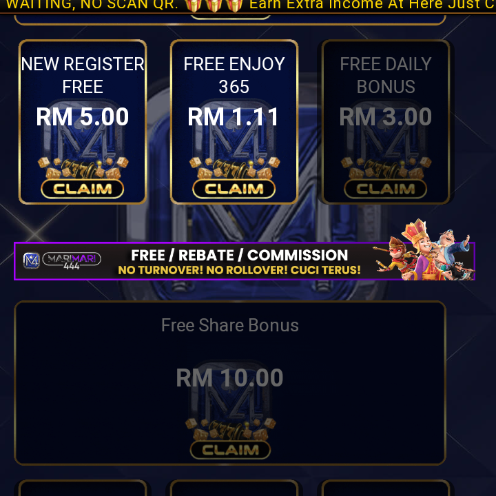 MARI444 FREE TANPA DEPOSIT RM5 HOT!!(NEW)