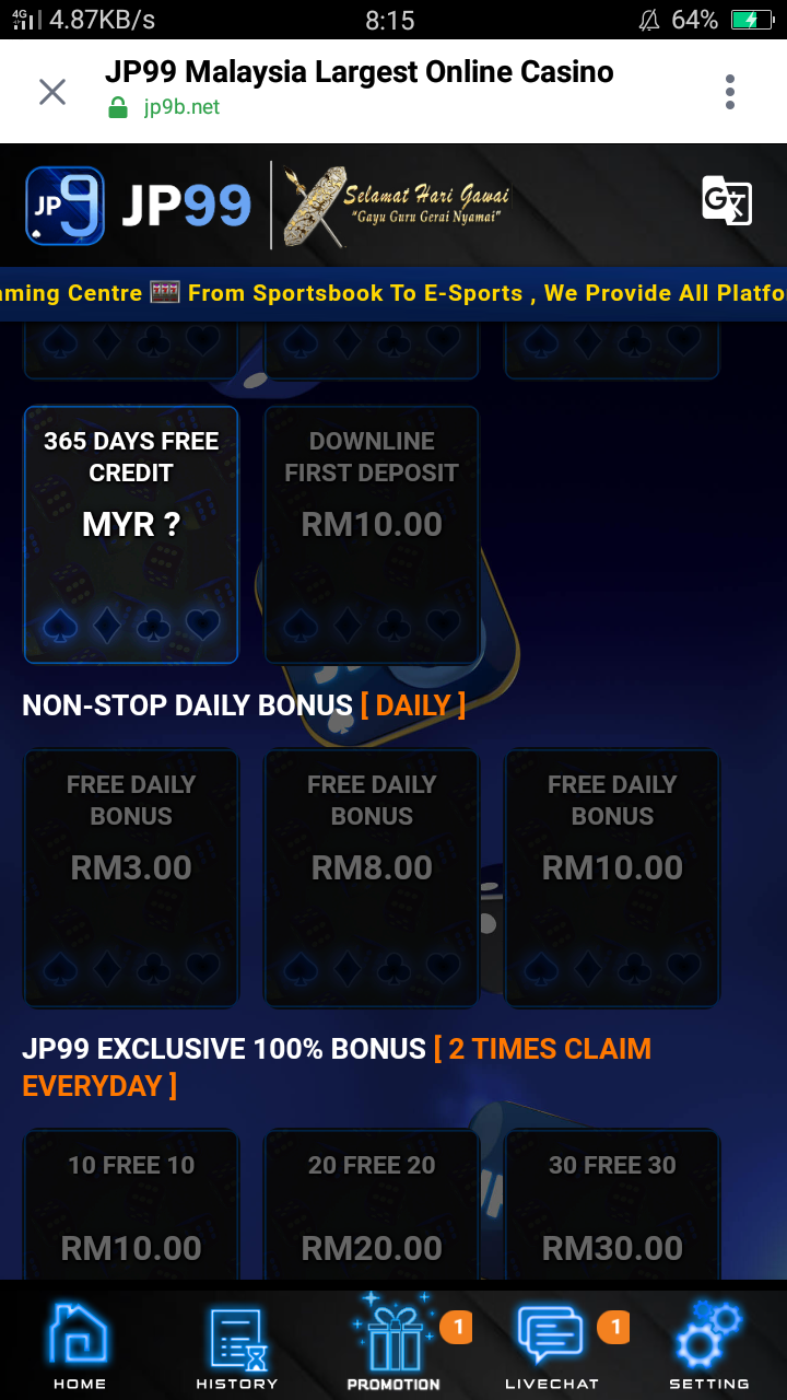 JP99 FREE WELCOME BONUS RM10 HOT!!