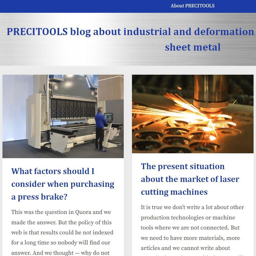 PRECITOOLS blog about industrial and deformation technologies for tube and sheet metal