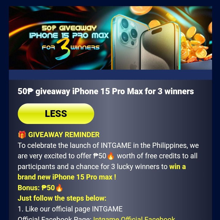 INTGAME: (𝐑𝐄𝐆𝐈𝐒𝐓𝐄𝐑 & 𝐂𝐇𝐀𝐓 𝐂𝐒𝐑 𝐓𝐎 𝐂𝐋𝐀𝐈𝐌 𝐅𝐑𝐄𝐄 ₱𝟓𝟎.)