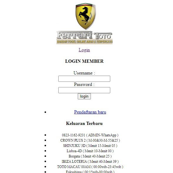 FERRARITOTO - TAMPILAN WAP