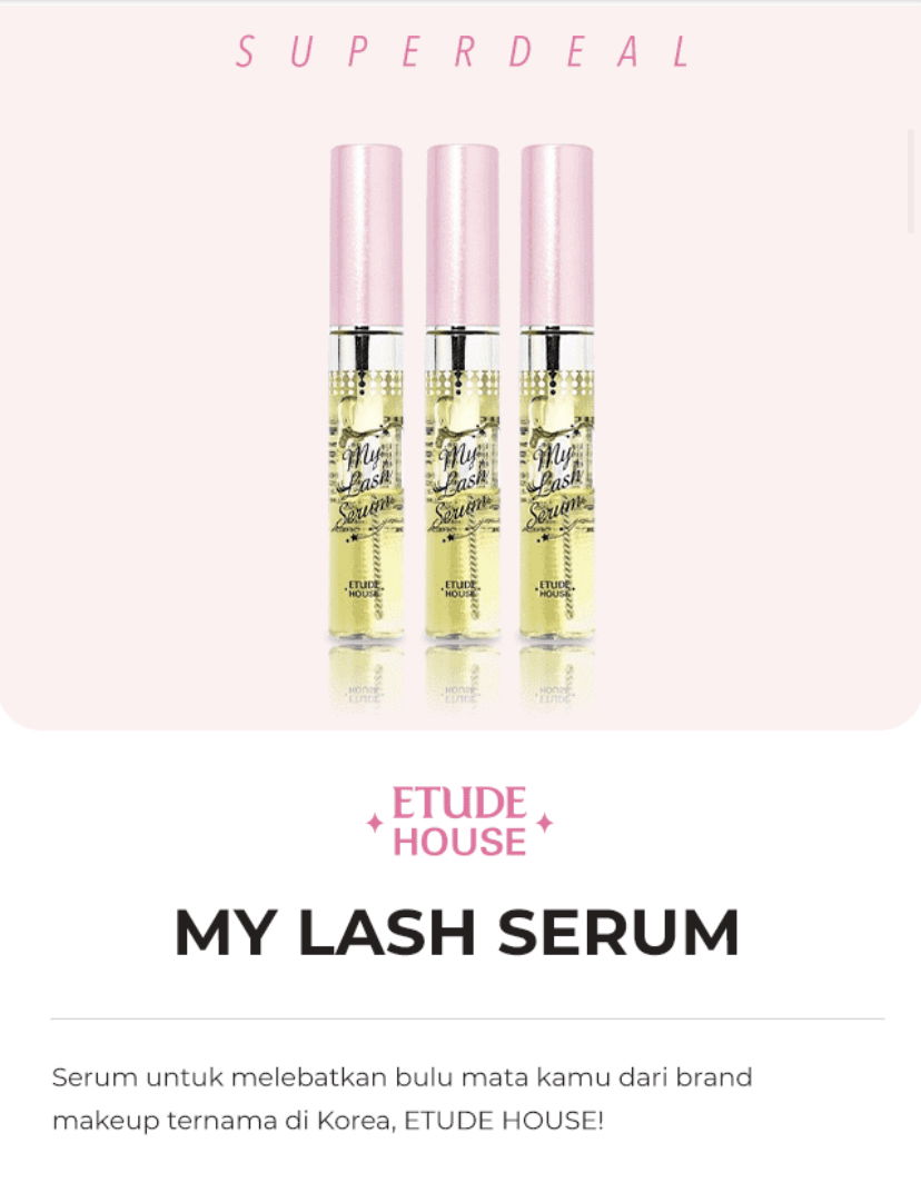 Promo Charis: [Cuma 60ribu] Etude House - My Lash Serum(Free a.stop Spot Treatment & Care Patch) *Promo 30 Juni - 14 Juli*