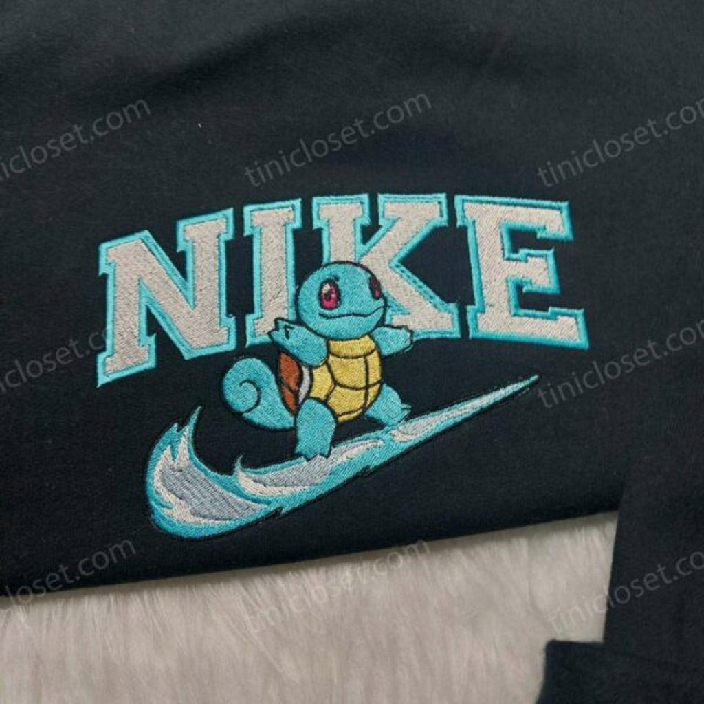Squirtle Nike Embroidered Sweatshirt, Pokemon Embroidered Shirt, Best Gifts for Anime Fans