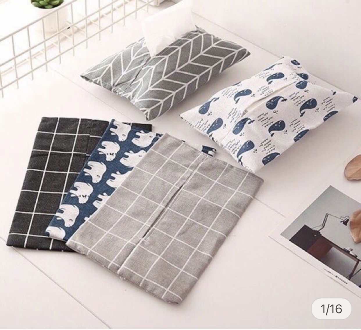 21. Tempat Tisu Kain Kotak-kotak