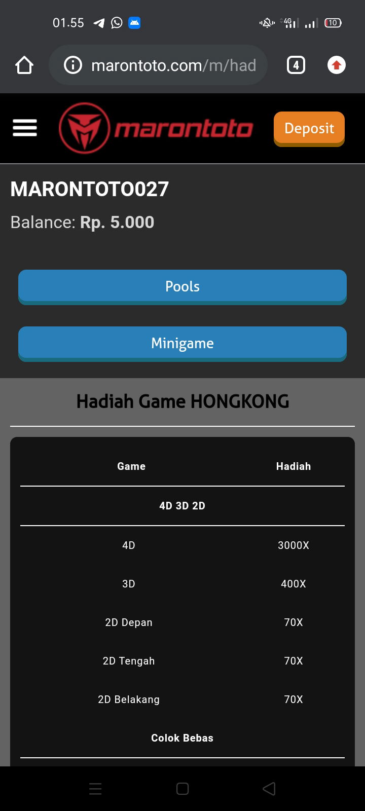 Freebet maroontoto 5k