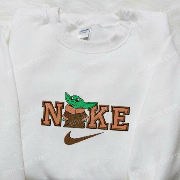Baby Yoda x Nike Movie Embroidered Tshirt, Nike Inspired Embroidered Shirt, Best Gift for Family