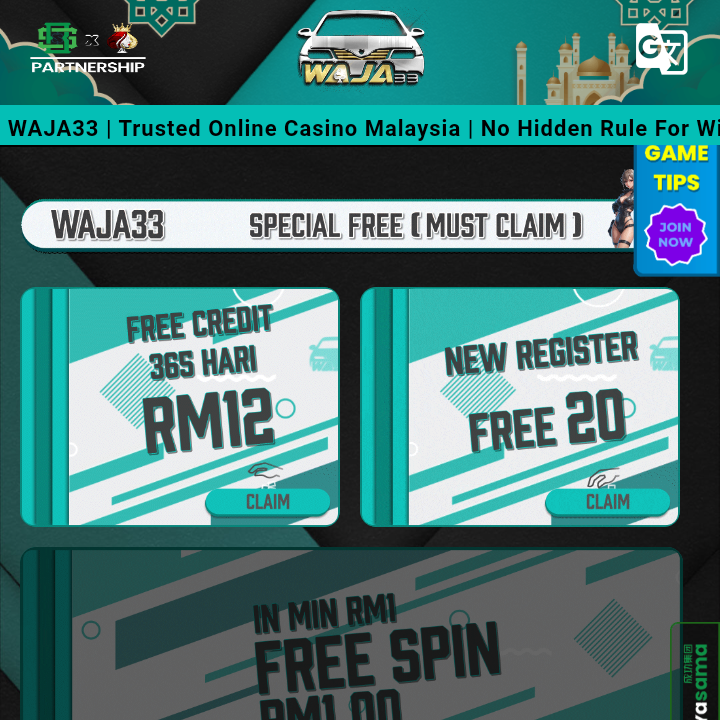 💸Percuma RM20, Tajaan(👑WAJA33)