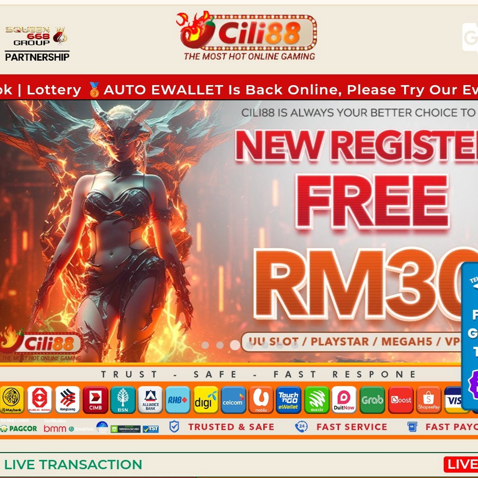 Cili88 | Free Credit New Register RM30 | 365 Days Free Credit RM10 | Dijamin 100% Trusted