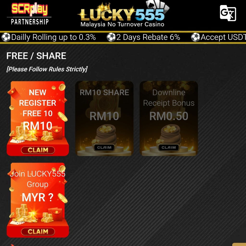 LUCKY555 | Malaysia No Turnover Casino | Top 20 Malaysia Online Casino | SCRplay Group Partnership