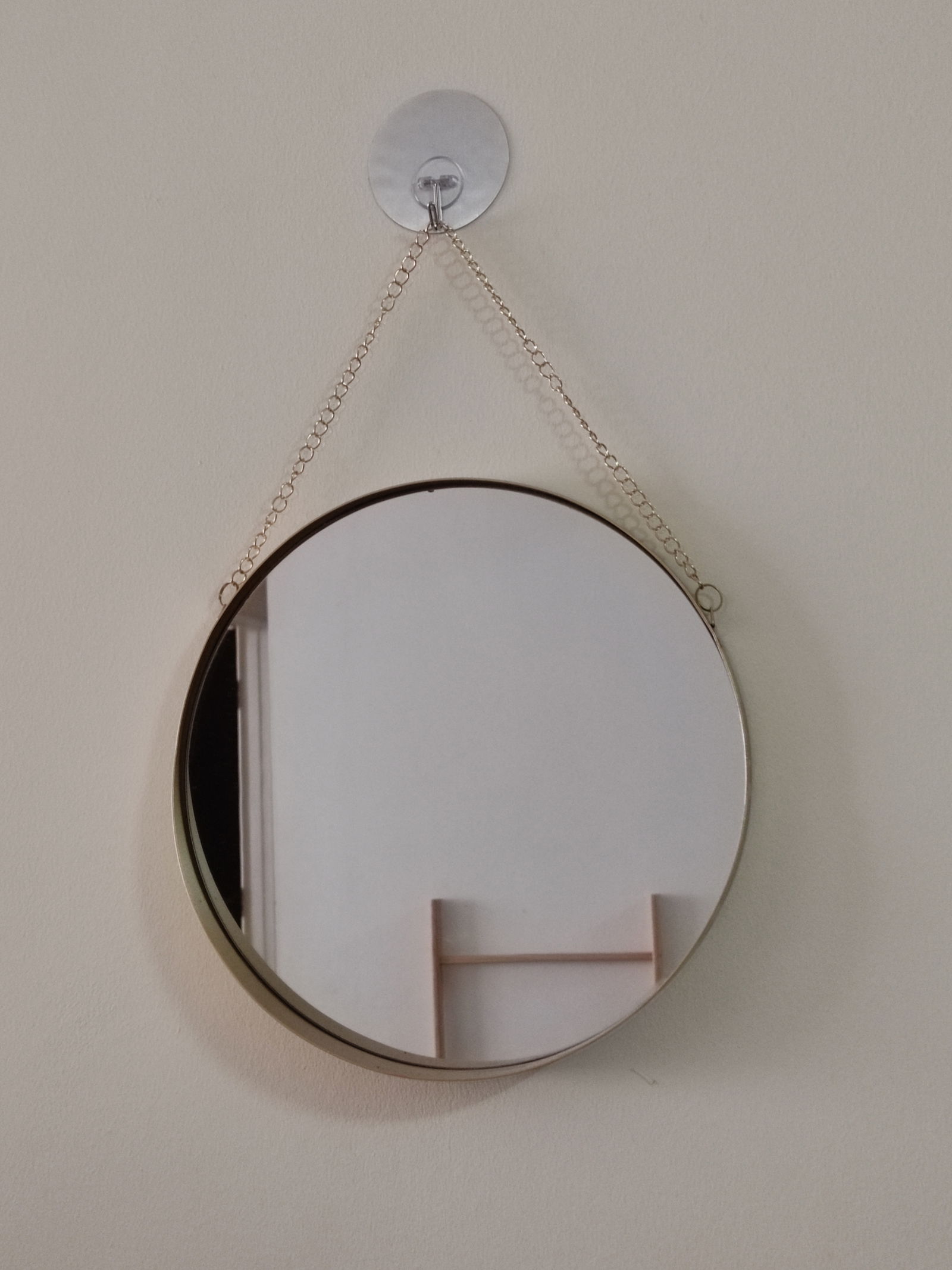 Gold brass round mirror with chain