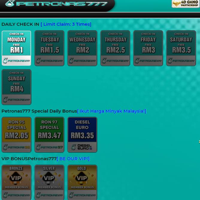PETRONAS777  🔥 Special Daily Bonus Ikut HARGA MINYAK MALAYSIA & Welcome Bonus 30% - 100% 🔥