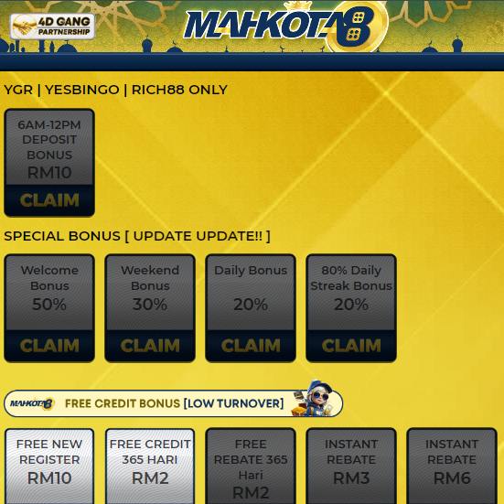 MAHKOTA8  🔥 Free New Register RM 10 & 6AM-12PM DEPOSIT BONUS RM 10 🔥