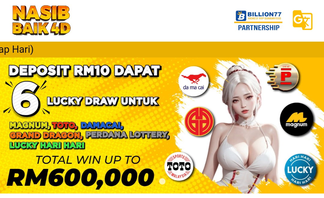 NasibBaik4D - Deposit RM10 For Any Slot Game Free 6 4D Lucky Number