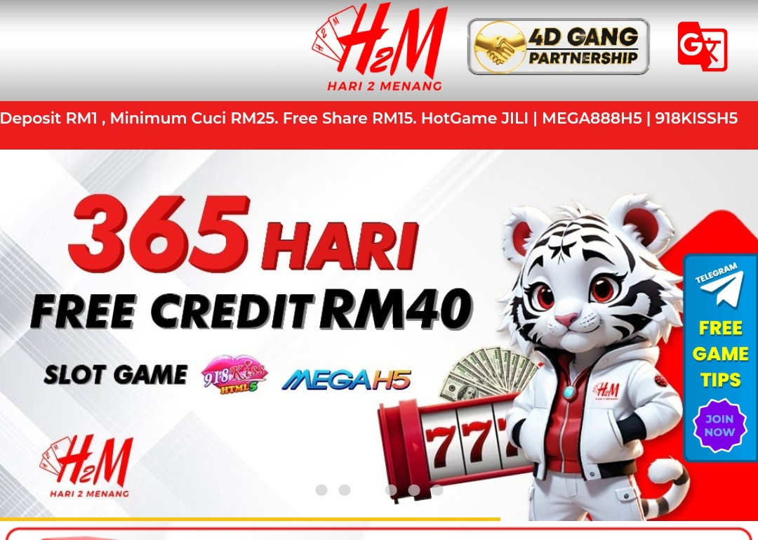 Hari2Menang | New Register Free Credit RM30 | 365 Days Free Credit RM10 | Trusted