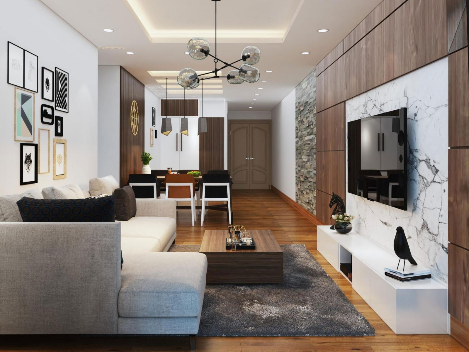 Thiết Kế Nội Thất Căn Hộ 65m2 2 Phòng Ngủ Đẹp, Ấn Tượng