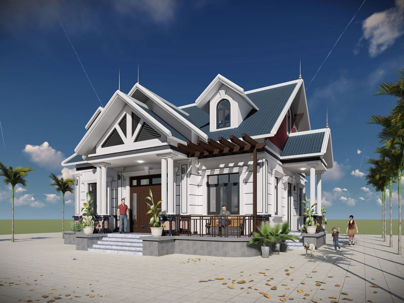 Mẫu 120m2 Nhà Cấp 4 Mái Thái 3 Phòng Ngủ Đẹp, Hiện Đại