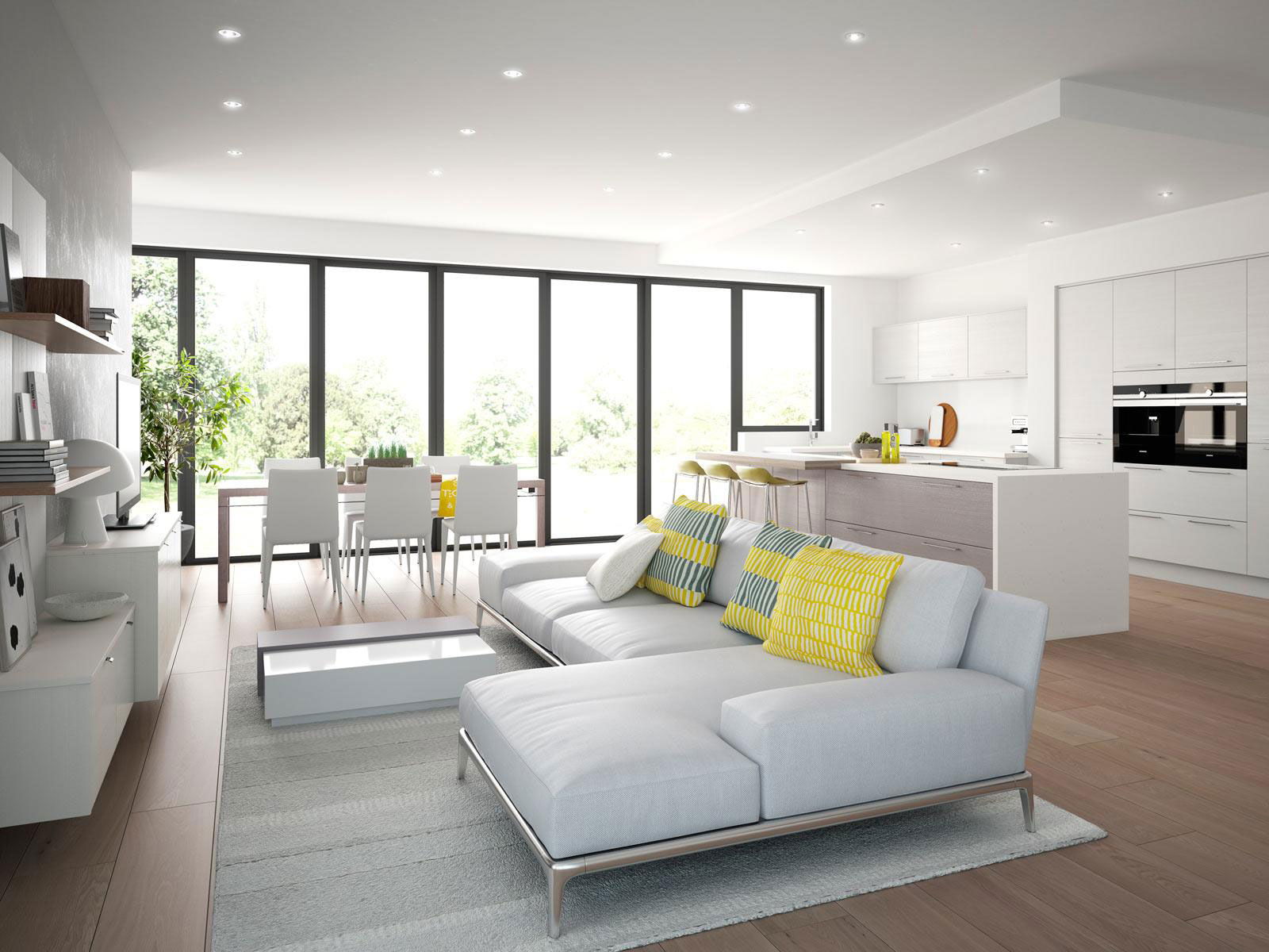 Thiết Kế Nội Thất Phòng Khách Không Gian Mở Thông Thoáng