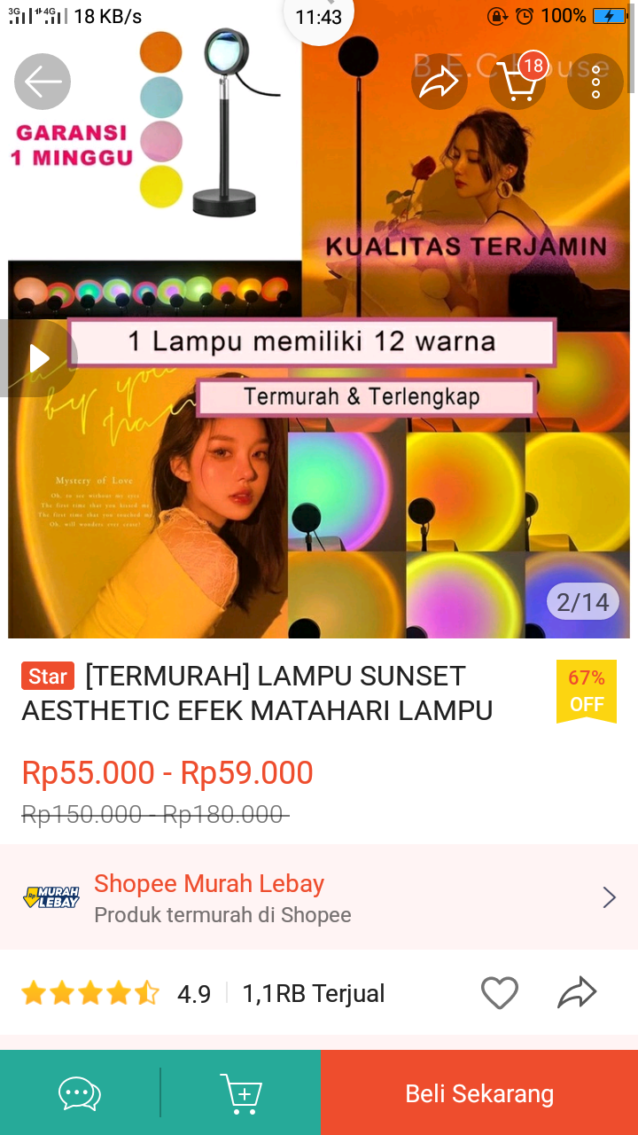 Lampu viral 12 warna