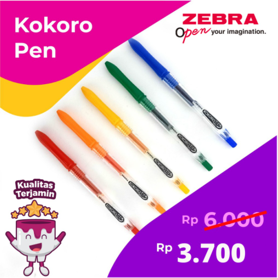 Pulpen Gel Kokoro Zebra Colours - 0,5 mm