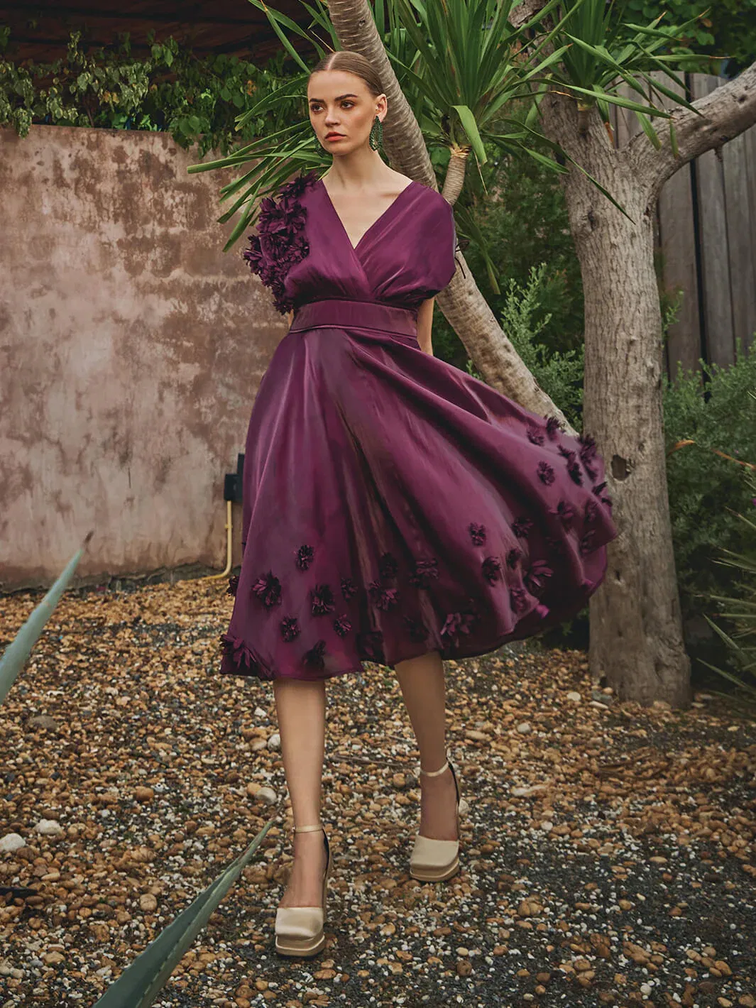 Vanessa Organza Applique Floral Dress