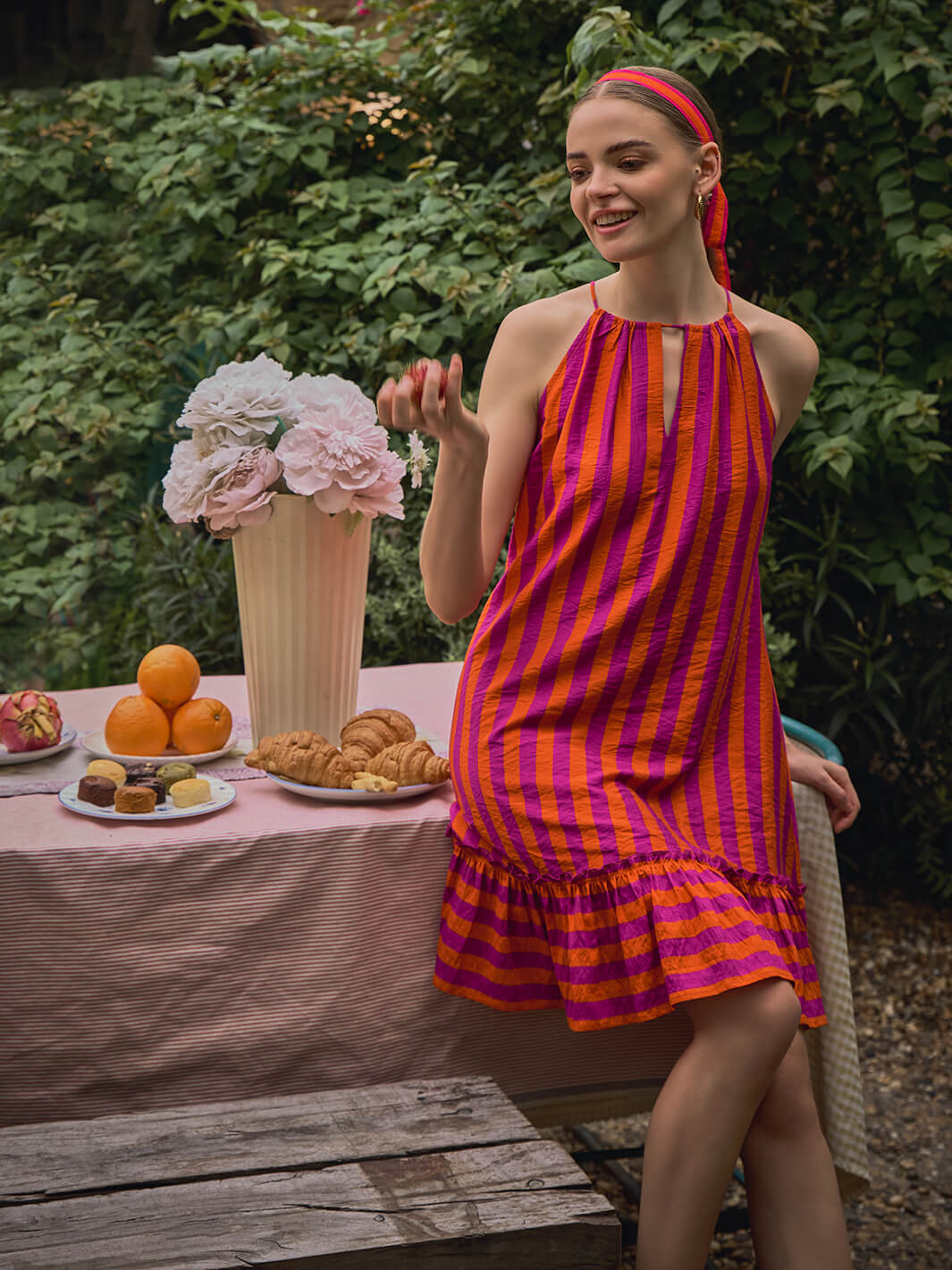 Ivy Pink Stripe Halter Dress