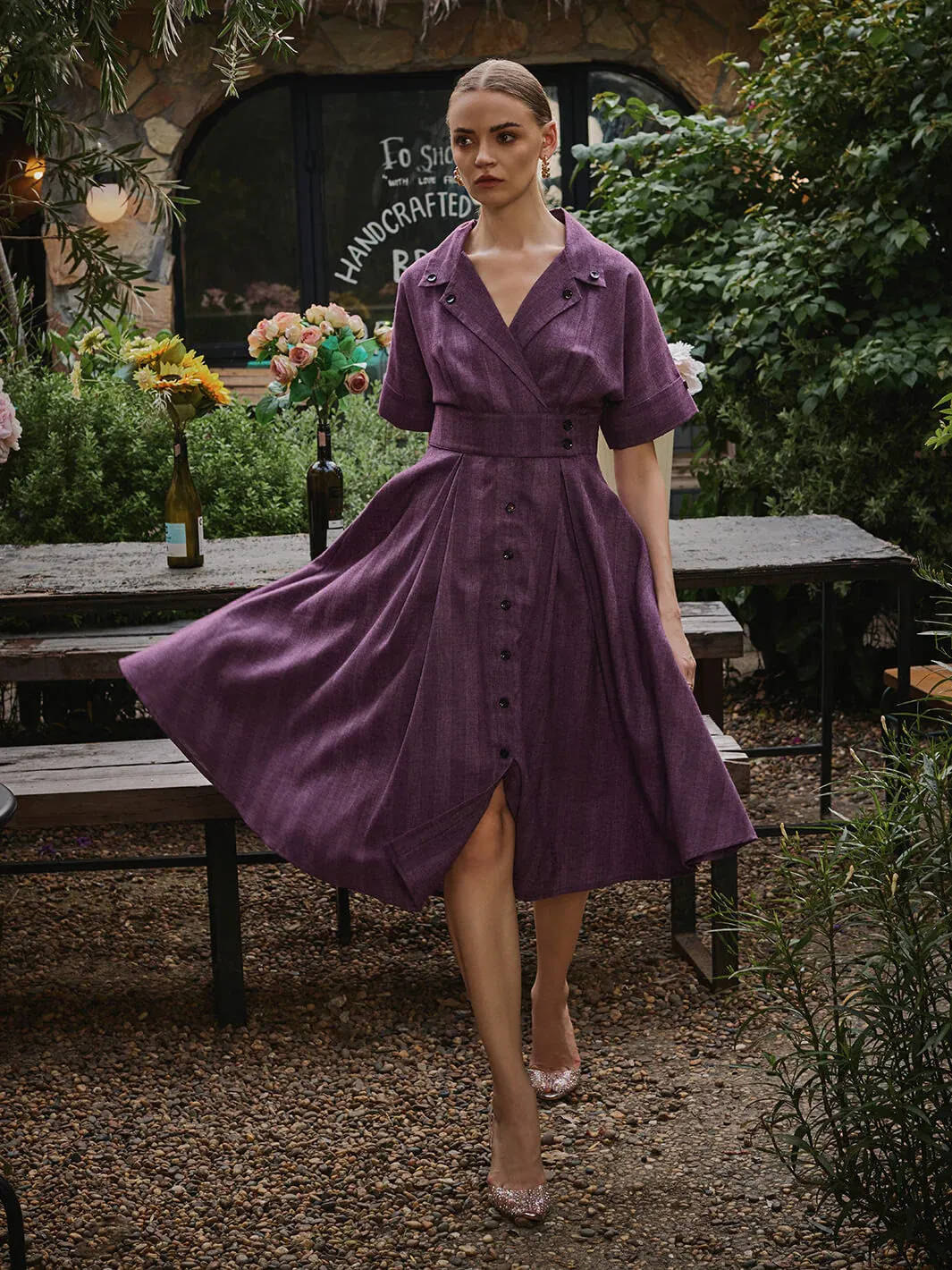 Roxo Collar cotton dress