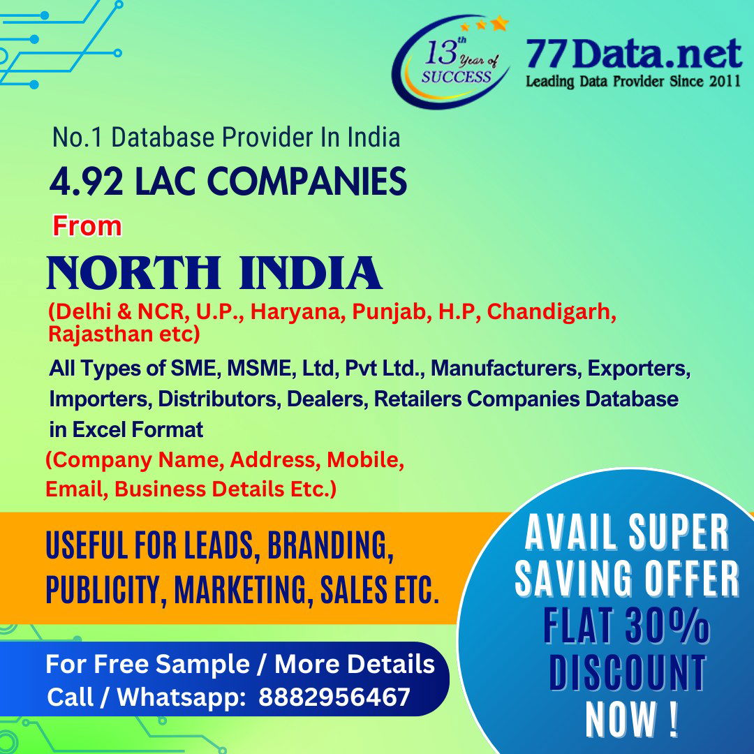Top B2B Database Provider in North India- 77 Data